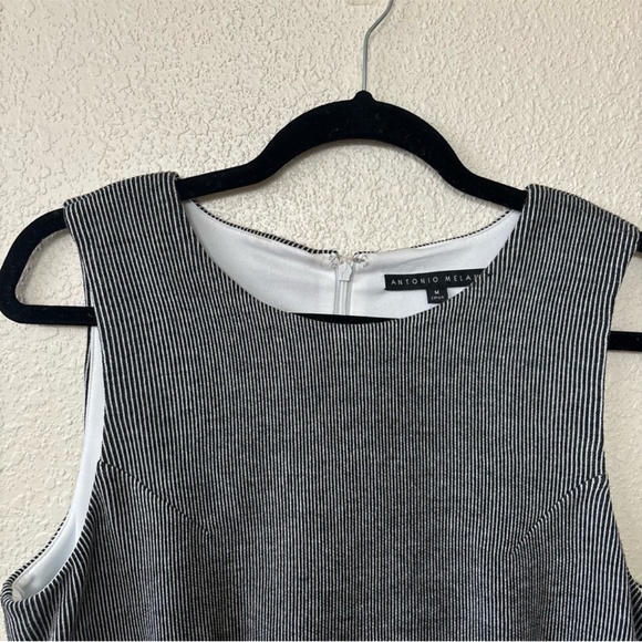Antonio Melani Black & White Striped Peplum Sleeveless Top Size Medium - Picture 3 of 10